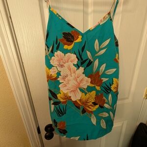 SHEIN Turquoise Floral Spaghetti-Strap Cami